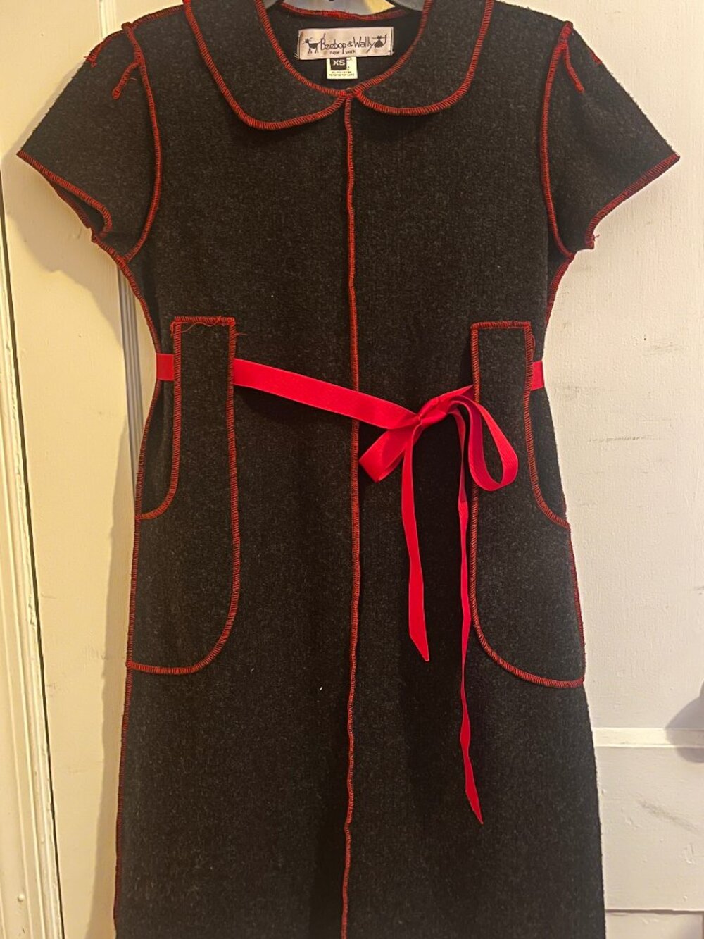 Dark Grey Dress with Red Accents